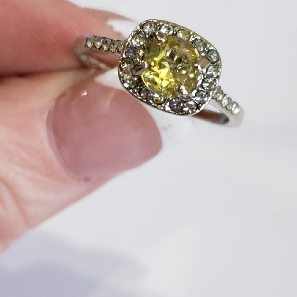Citrine gemstone, CZ Rhinestone, Fashion RIng - Picture 2 of 16
